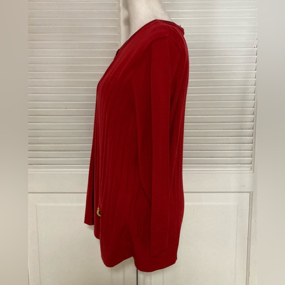 NWT Kim Rogers Red & Navy Blue Trim Sweater Size XL - Picture 3 of 9